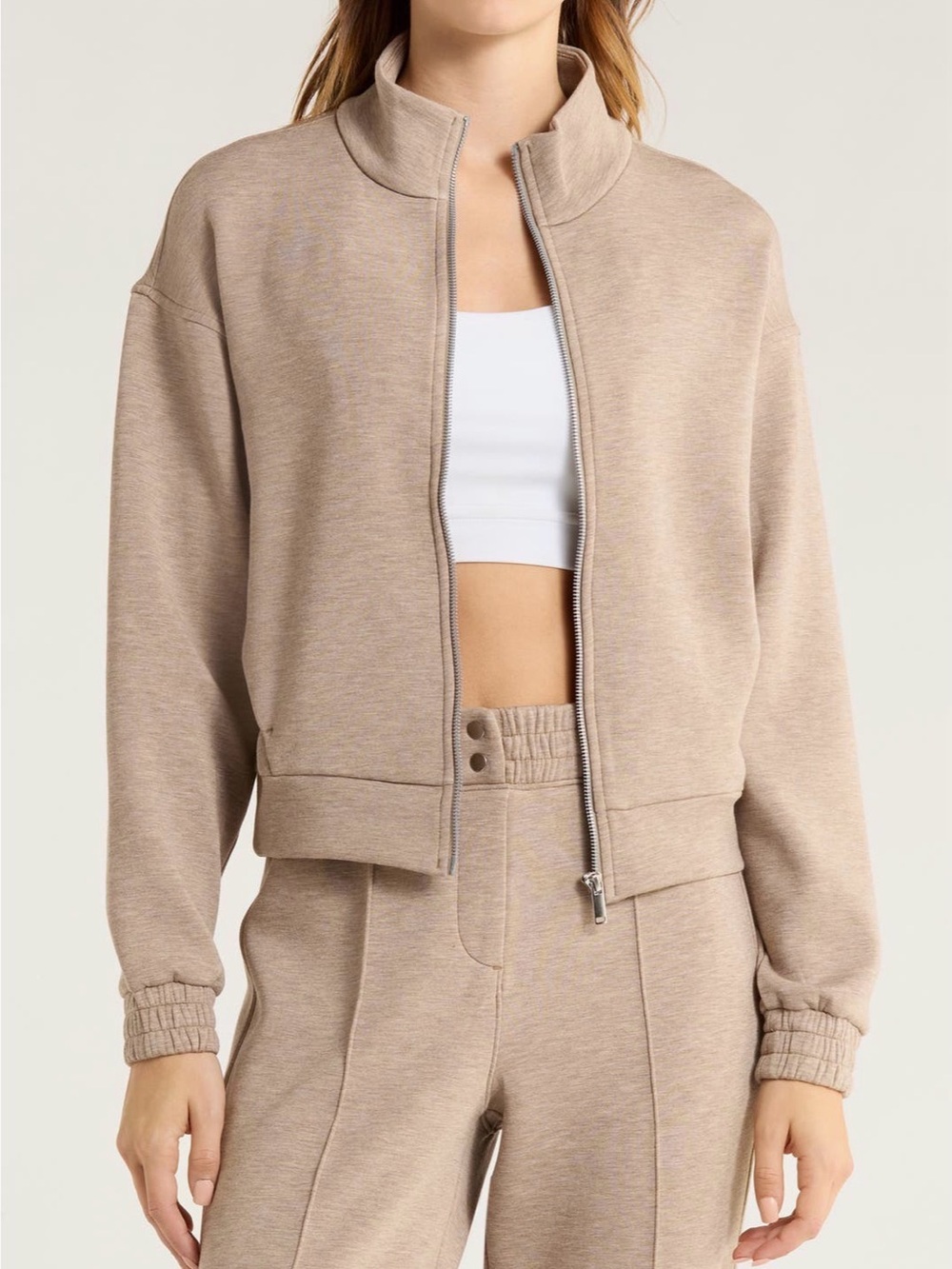 Spanx Brushed Air Essentials Jacket in Birch Heather - size large